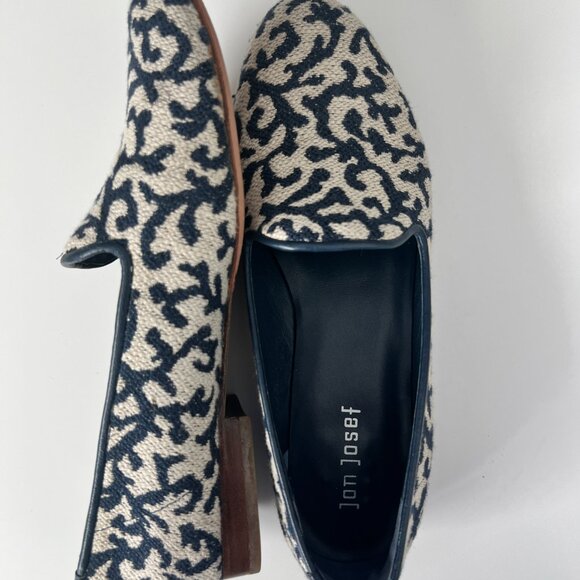 Jon Josef "Gatsby" Loafer Slipper in Blue and Ivory Coral Design SZ 9 - Picture 7 of 8